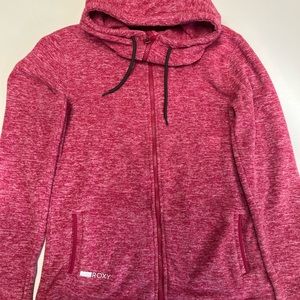 Roxy Pink Fleece Zip Up Hooded Sweatshirt - Women’s SZ Large